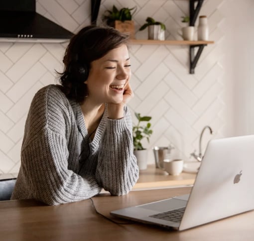 smiling woman during video call